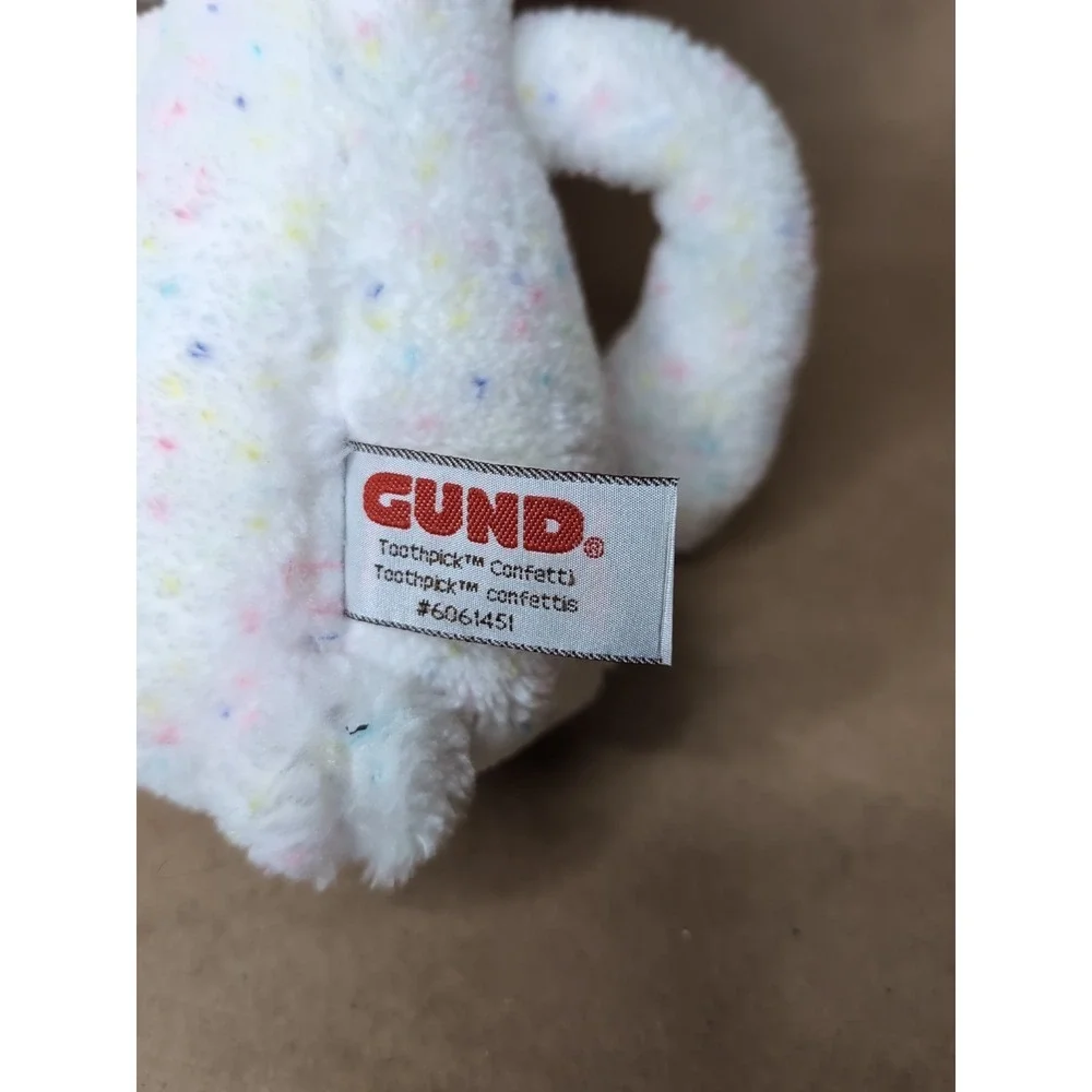 Gund Toothpick Rainbow Confetti Bear‎ 6061451 Plush Stuffed Animal White 16